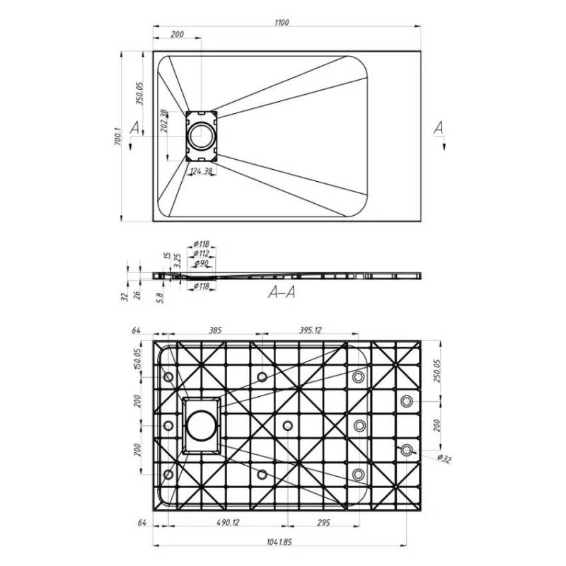 Receveur de Douche 110x70 cm salle de bain design modern ÉLÉGANCE