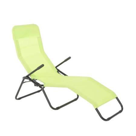 Chaise longue pliante de jardin confort en acier léger SERENE