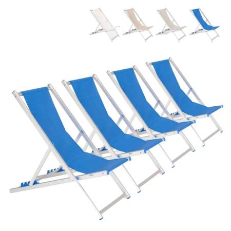 Lot de 4 Chaises longue pliante réglable pour plage et camping COVE